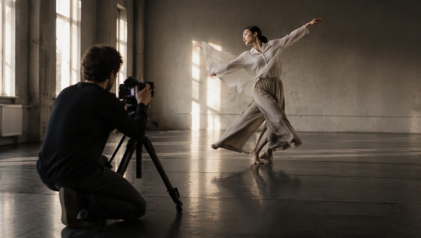 Single-scene choreography rehearsal used as a motion reference