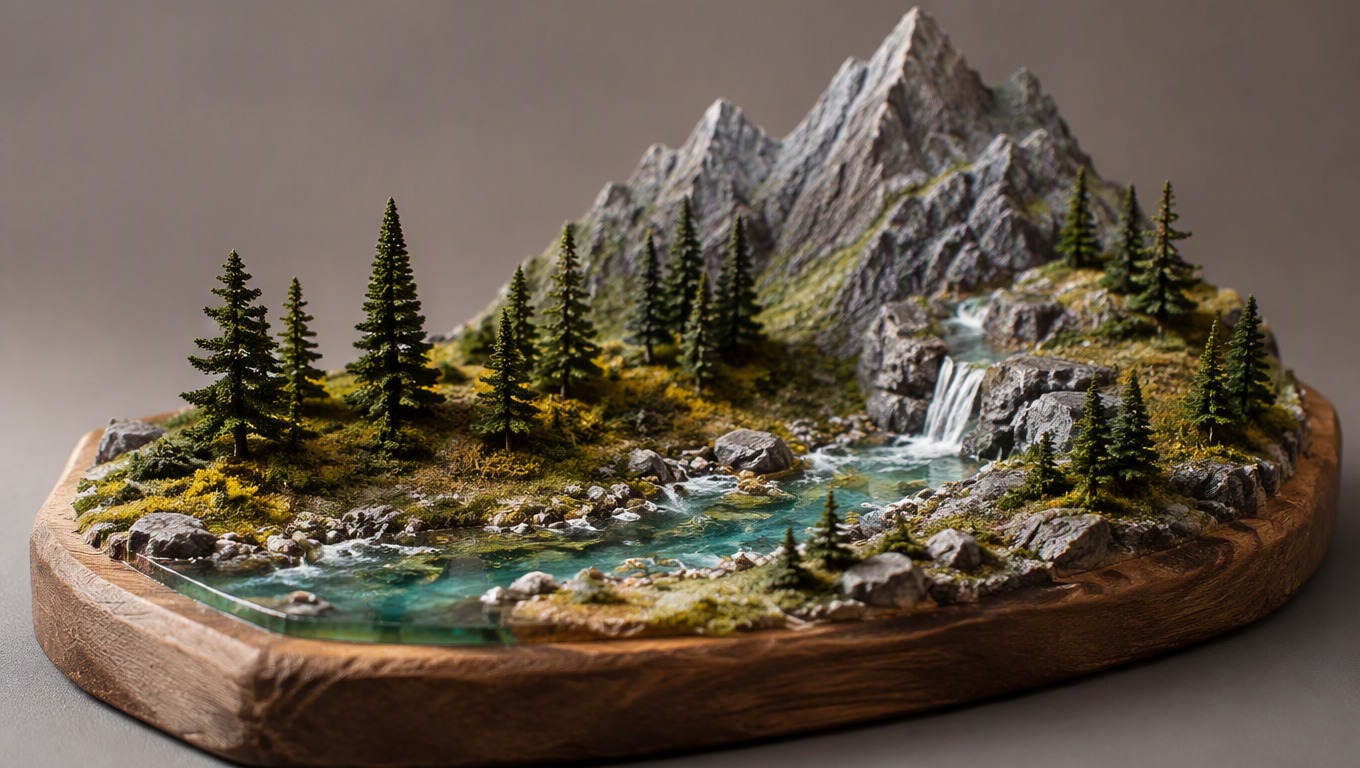 Handcrafted miniature landscape for prompt-driven video generation