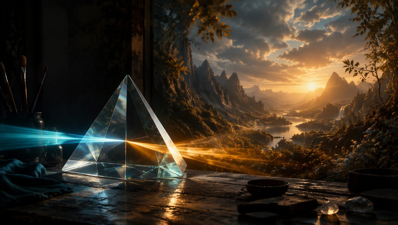A cinematic creative studio scene representing Z-Image text-to-image generation